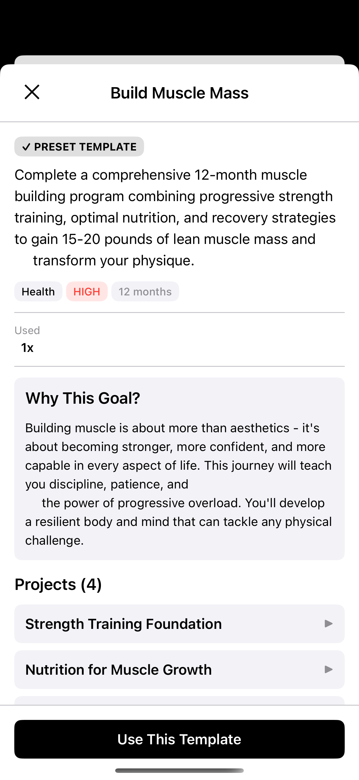 Template Details - View and use template